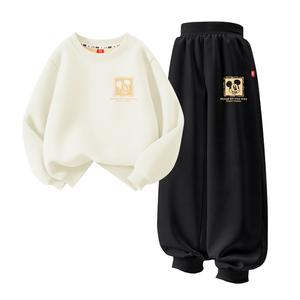 Детская повседневная спортивная одежда с воротником-гольф утепленная Disney, [thickened and fleece-lined]difanggeqi k айвори белый+difanggeqi k черный