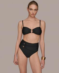 Женский бикини-топ с присборенным верхом-бандо Donna Karan New York, Black