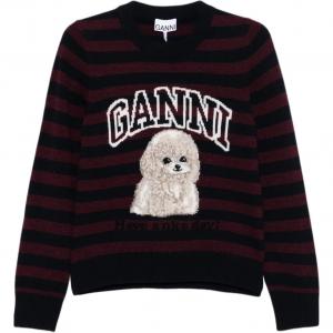 Джемпер с полосками и интарсией логотипа GANNI, черный