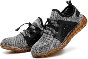 Защитные обувь с дышащим сетчатым верхом, легкие страховочные ботинки, кроссовки с стальным носком, устойчивые к ударам и проколам, унисекс для активного отдыха на открытом воздухе (серый, EU 47) Hancha