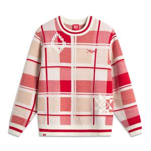 LINING Rijin Doujin Collection вязаный свитер мужской белый клетчатый