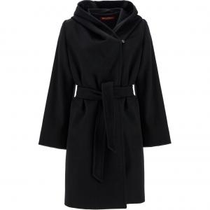 MaxMara Макс Мара Ньюман Пальто с капюшоном и поясом, Black