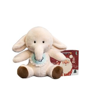 Плюшевая кукла слоненок в слюнявчике 15см/25см/35см высота OU DI PIG, Bib Little Elephant+Christmas Shopping Bag