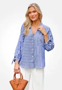 Легкая полосатая рубашка Cupshe, Blue White Stripes