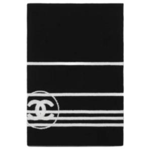 CHANEL Хлопковый трикотажный шарф унисекс черно-белый, Black/White