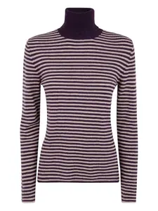 Полосатый свитер с вырезом халтер Base, фиолетовый