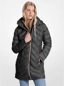 Складное стеганое пуховое пальто из нейлона Michael Kors, черный