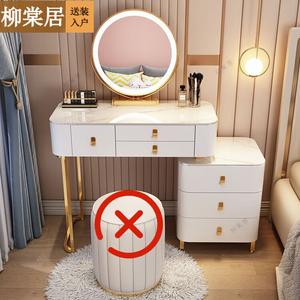 Liutangju Комод 103.71 см из массива дерева для спальни, 6 ящиков, с мраморной столешницей и зеркалом, минималистичный дизайн