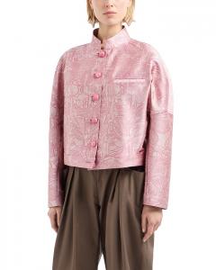 Ландшафтный принт блестящая жаккардовая куртка Emporio Armani, розовый