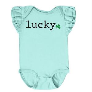 Боди Lucky typewriter clover с рукавами-фонариками The Juniper Shop, Seafoam