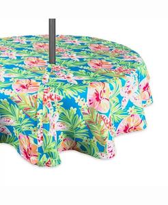 Летняя уличная скатерть с цветочным принтом на молнии, круглая 60 дюймов Design Imports, синий