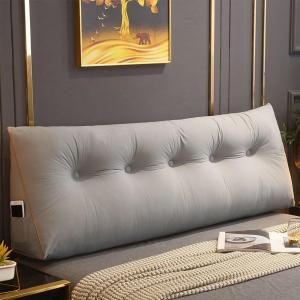 Подушка COZMAX клиновидная для изголовья кровати Queen, светло-серая, 180x5 см