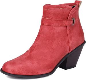 Женские классические ковбойские ботинки MRKEWUNEY с массивным каблуком, вестерн-бутильеры с боковой молнией, заостренным носком и стилем Челси, 387 Red