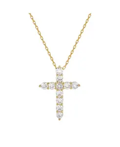 Ожерелье с мини-крестиком из стерлингового серебра с кубическим цирконием от Suzy Levian Suzy Levian New York, gold