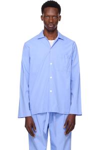 Поплиновая пижамная рубашка с длинным рукавом Tekla, синий