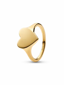 Кольцо с гравировкой в виде сердца Pandora, 14-каратное золотое покрытие