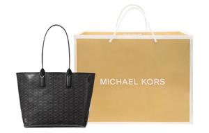 MICHAEL KORS Полиэстеровая сумка-шоппер, шоппинг-сумка, сумка в клетку, сумка через плечо, большая женская сумка черная