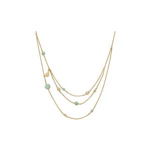 Золотистое зелёное авантюриновое многослойное ожерелье EMPORIO ARMANI, золотой