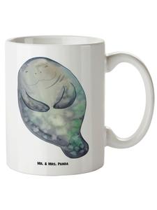 Кружка XL с изображением ламантинов, Happy (не скажешь), белая Mr. & Mrs. Panda