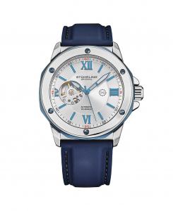 Мужские часы Legacy Blue Rubber, серебристый циферблат, круглые часы 50 мм Stuhrling