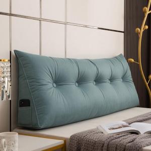 Однотонная треугольная подушка для чтения, размер Queen Size, модная подушка-подушка для поддержки спины, дышащая, портативная, для общежития, дивана-кровати, съемная и моющаяся (Цвет: синий, Размер) COZMAX, Blue