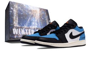 Jordan Кроссовки Air 1 Shadow Of Sea Mist устойчивые к истиранию низкие винтажные баскетбольные Unisex Blue Black