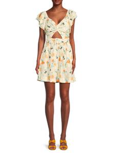 Мини-платье Renata с цветочным вырезом Solid & Striped, цвет White Multicolor