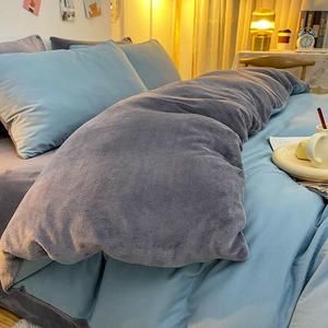 Antarctic Пододеяльник 150x200 см, комплект постельного белья из 4 предметов 180 см + одеяло 200 см шириной 8 кг, вельвет, цвет светло-сине-серый + светло-серый