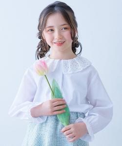 Элегантная дизайнерская блузка с регулируемым воротником. Детская одежда для девочек. Рубашка, весна/лето 2026 Devirock, цвет 021-Lace-White