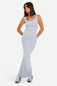 Базовое платье макси в рубчик с глубоким вырезом boohoo, серый