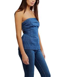 Лора Деним Топ-труба Free People, синий