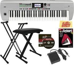 Музыкальная рабочая станция Korg i3 - матовое серебро с регулируемой подставкой