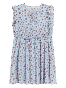 Платье с оборками и цветочным принтом Dolce & Gabbana Kids, синий