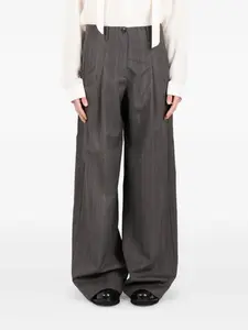 Брюки в тонкую полоску со складками Société Anonyme, серый