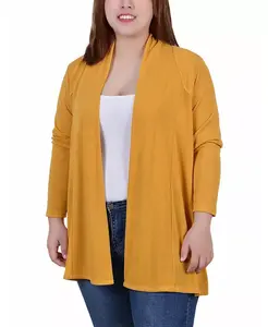 Кардиган с длинными рукавами больших размеров NY Collection, желтый
