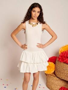 Мини-платье с ярусной оборкой по подолу Sister Jane, Ivory