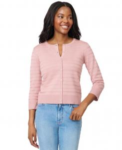 Женский кардиган с рукавами 3/4 и круглым вырезом, в рубчик, размеры PXS-XL Melissa Paige, Cashmere Blush