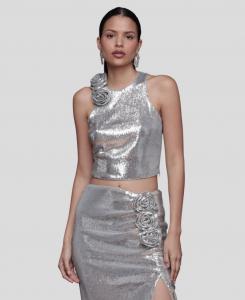 Женский топ без рукавов с аппликацией в виде роз Avec Les Filles, Silver