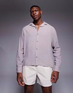 Рубашка свободного кроя из льняной смеси ASOS DESIGN серого цвета