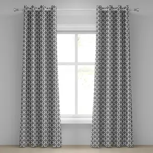 Шторы на люверсах из дамасской ткани ABAKUHAUS, дамасский узор, сменные трафареты в стиле ретро, ностальгическое современное барокко, декоративные двухпанельные шторы, 280 см x 175 см, цвет белый/черный Abakuhaus