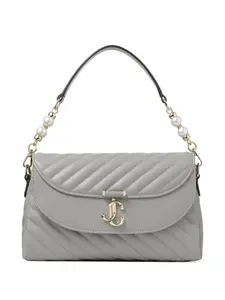 Стеганая сумка на плечо с изогнутой ручкой Jimmy Choo, серый