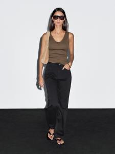 Топ из хлопковой смеси с бахромой Massimo Dutti, Mole Brown