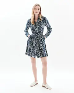 Миди-платье с длинным рукавом и цветочным принтом Caroll, темно-синий