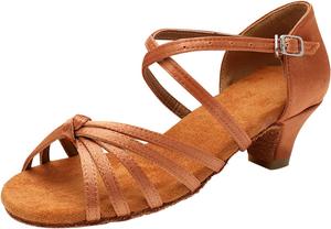 Женская модная обувь с мягкой подошвой, удобная, противоскользящая, для латиноамериканских танцев, низкий каблук, размер 6,5 Generic, коричневый