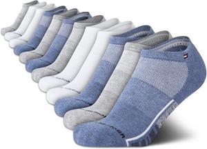 Женские носки Tommy Hilfiger - 12 пар мягких спортивных носков с низкой посадкой для женщин (размер: 4-10), Denim Heather