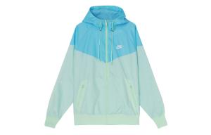 Nike Мужская ветровка с капюшоном на молнии и кулиской синяя, Foam Mint Green