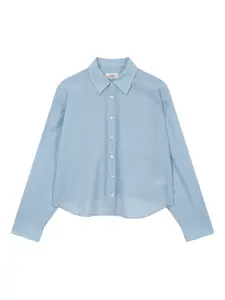 Полосатая рубашка с эластичным подолом Studio Tomboy, синий