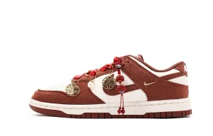 Nike Кроссовки Dunk Leather Low Top Skateboard Shoes Unisex красные белые