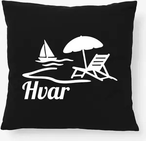 Подушка Huuraa Hvar Croatia Gift 40x40cm с наполнителем Black Cotton Hvar Decor Hellweg Druckerei
