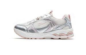 Низкие повседневные туфли с амортизацией, противоскользящие и износостойкие для женщин WARRIOR, White Silver Pink[